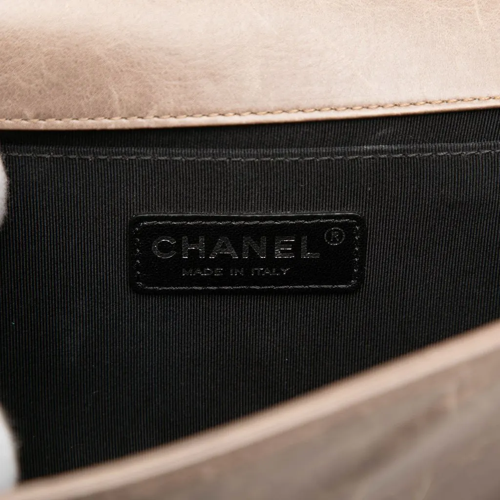 Chanel Old Medium Aged Calfskin Double Stitch Boy Flap Brown Leather Very good - Box View