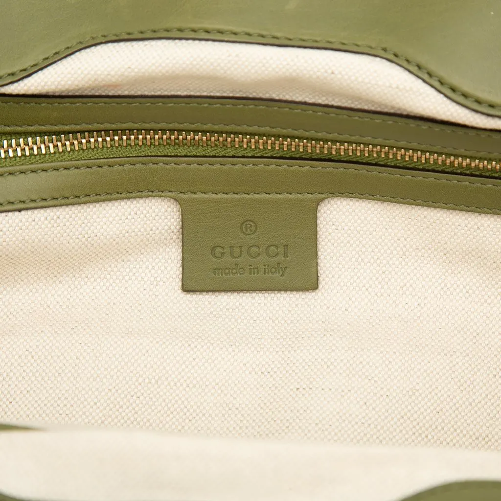 Gucci Calfskin Bamboo Frame Tassel Clutch Green Leather Very good - Box View