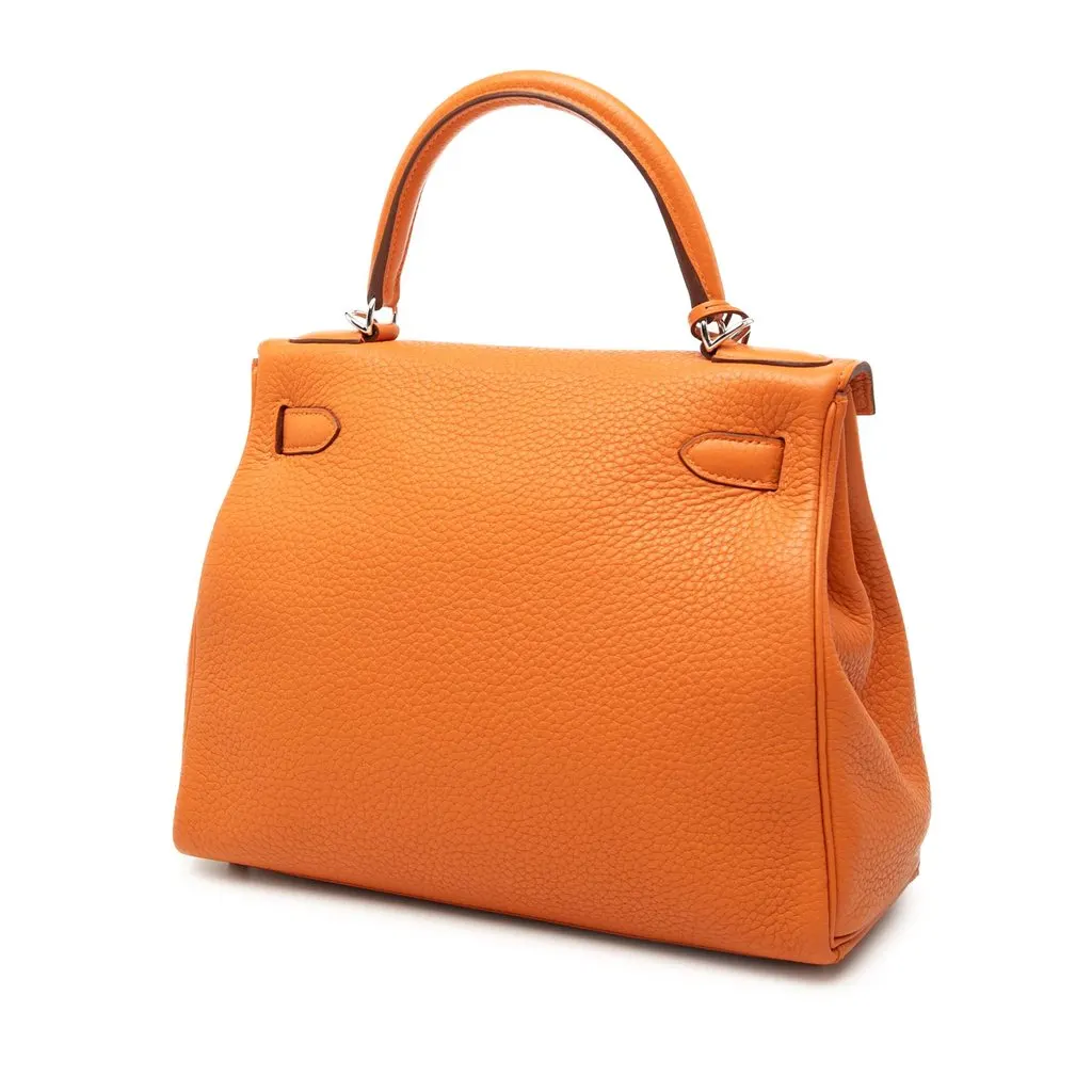 Hermès Clemence Kelly Retourne 28 Orange Leather Very good - Back View