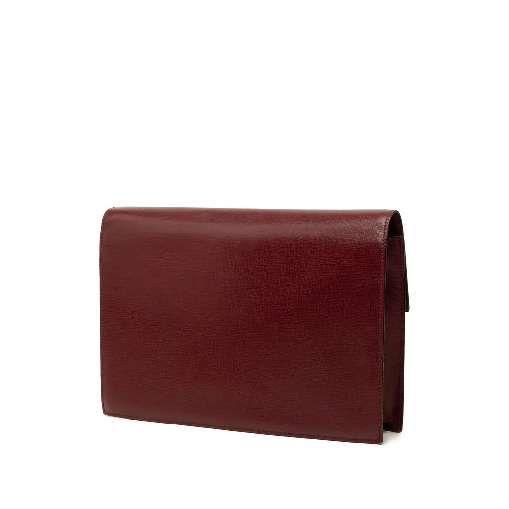 Cartier Grained Calfskin Must De Cartier Flap Clutch Red Leather Good - Back View