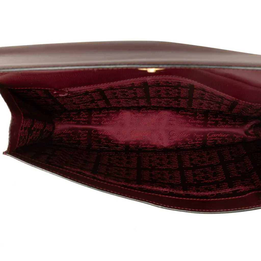 Cartier Grained Calfskin Must De Cartier Flap Clutch Red Leather Good - Model View