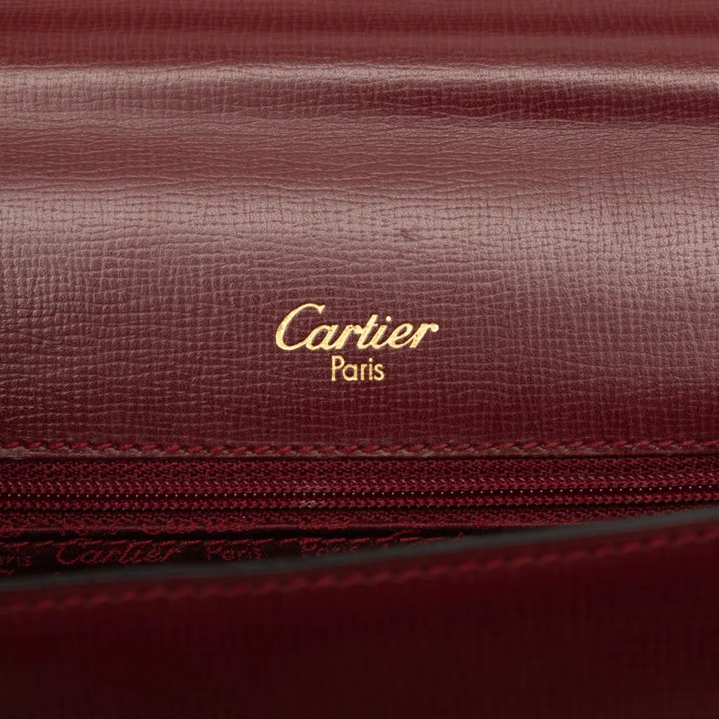 Cartier Grained Calfskin Must De Cartier Flap Clutch Red Leather Good - Box View