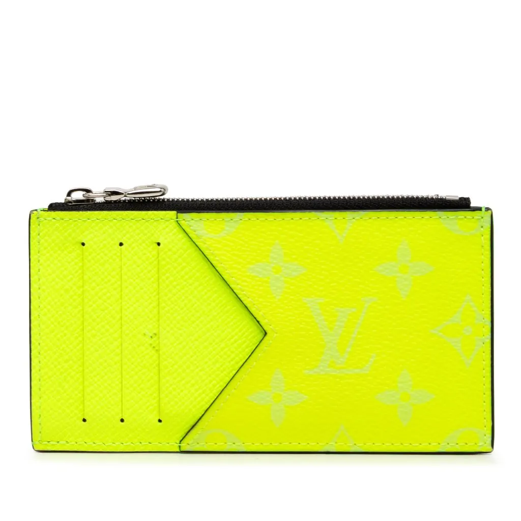 Louis Vuitton Taigarama Coin Card Holder Yellow Leather Very good - Front View