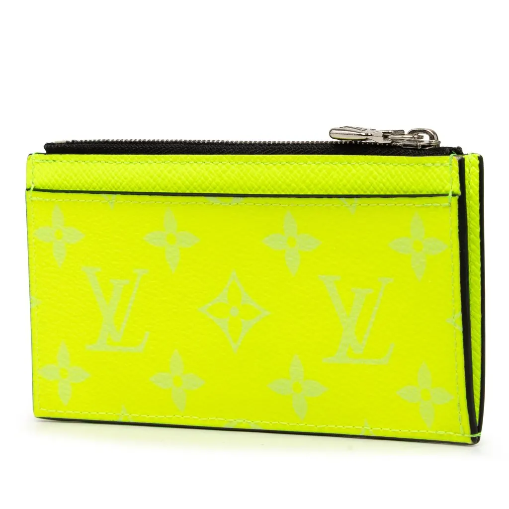 Louis Vuitton Taigarama Coin Card Holder Yellow Leather Very good - Back View
