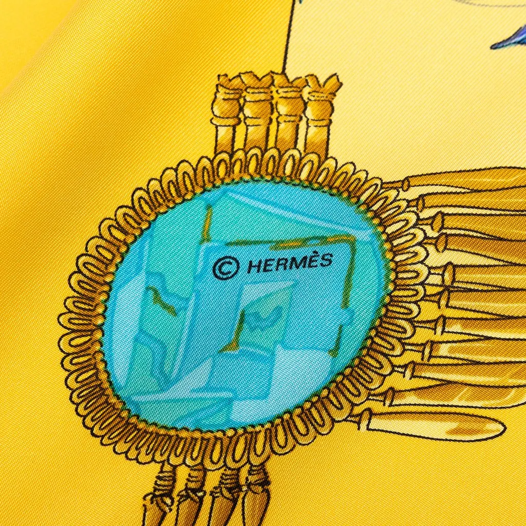 Hermès Mexique Silk Scarf 90 Yellow Silk Very good - Inside View