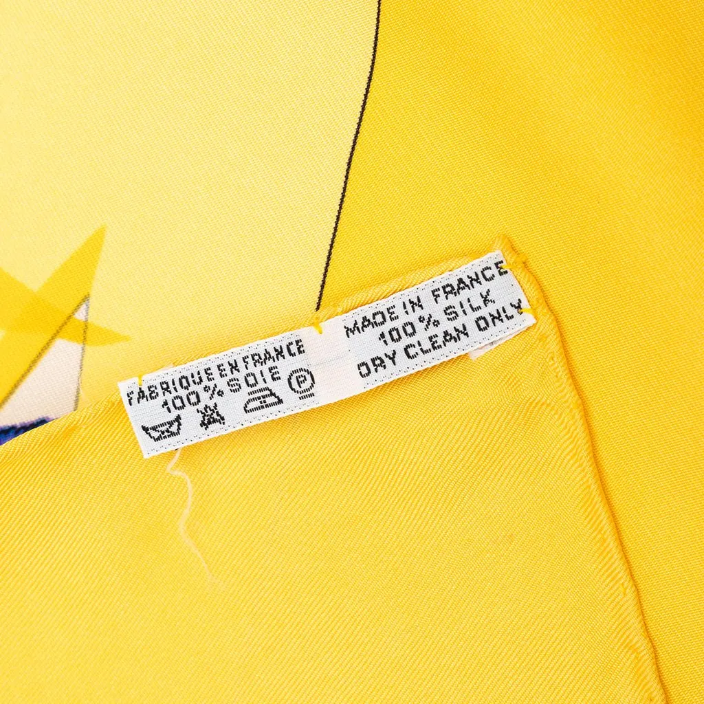 Hermès Mexique Silk Scarf 90 Yellow Silk Very good - Model View