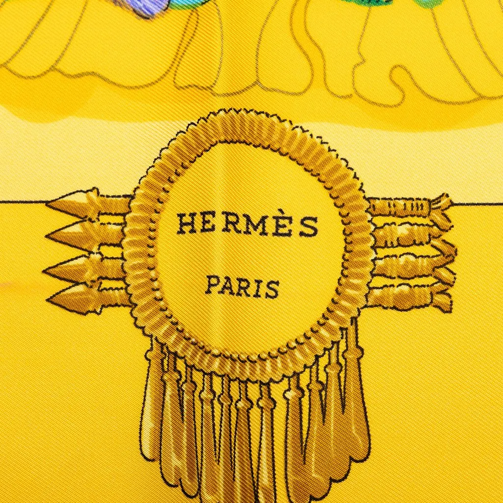 Hermès Mexique Silk Scarf 90 Yellow Silk Very good - Box View