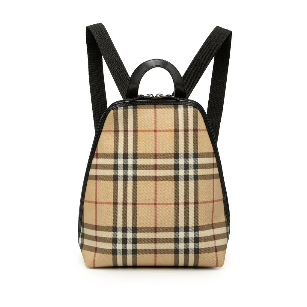 Burberry House Check Canvas Backpack Beige Very good - Front View