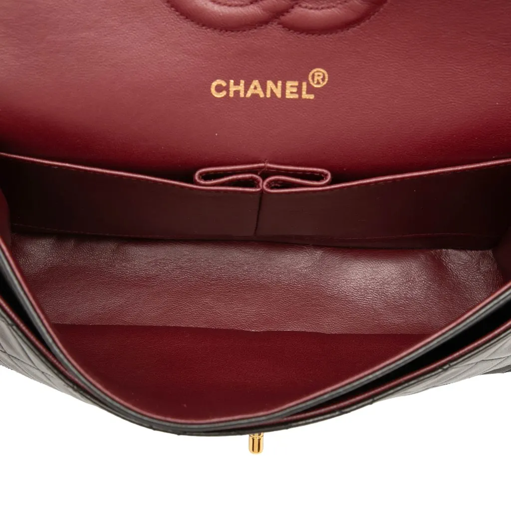 Chanel Medium Classic Lambskin Double Flap Black Leather Very good - Model View