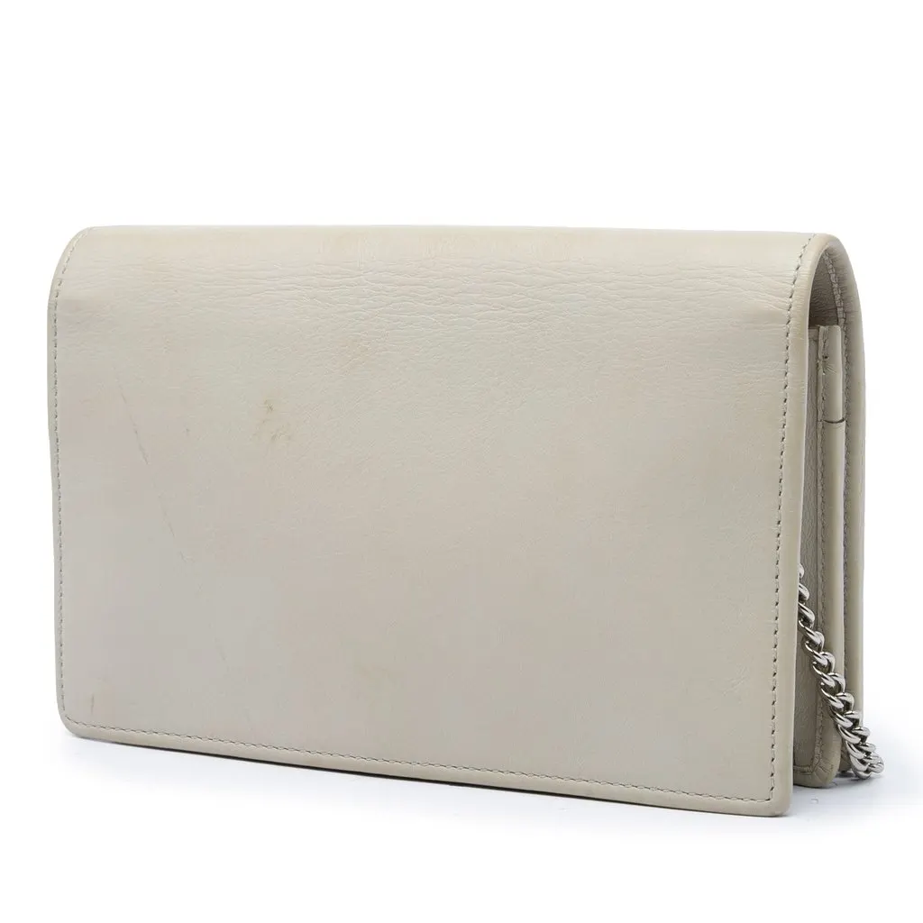 Gucci GG Marmont Calfskin Wallet On Chain Beige Leather Very good - Back View
