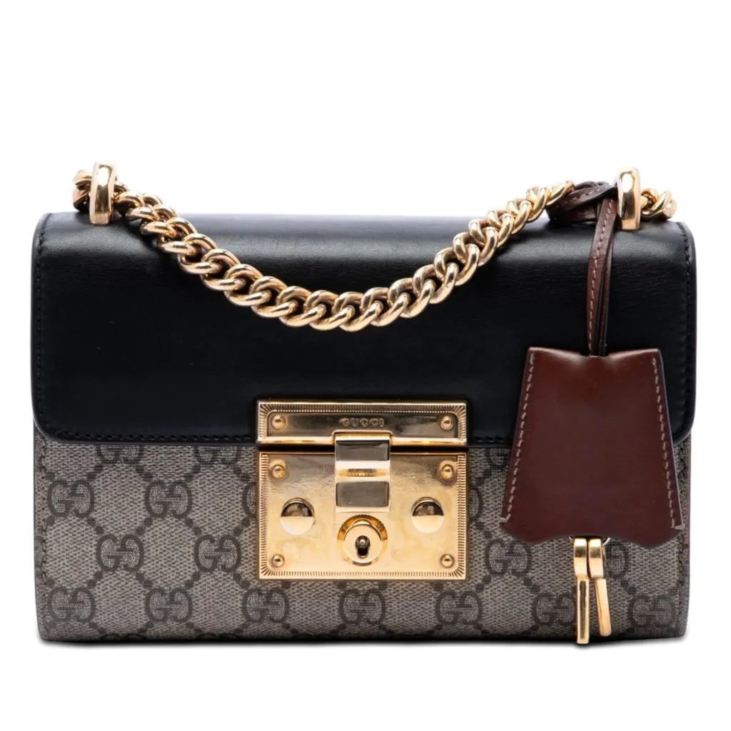 Gucci Small GG Supreme Padlock Crossbody Beige Very good - Front View