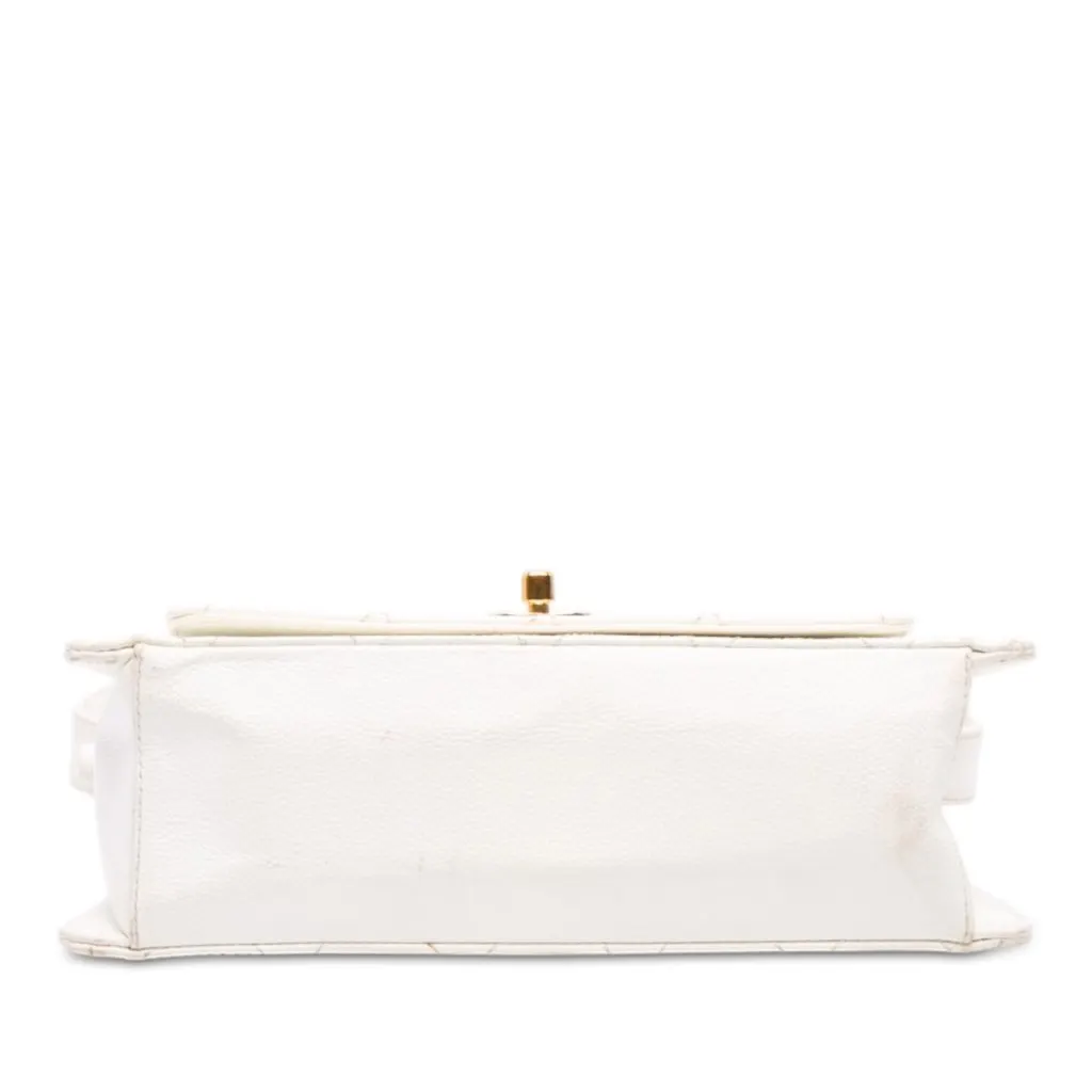 Chanel CC Quilted Caviar Shoulder Bag White Leather Very good - Inside View