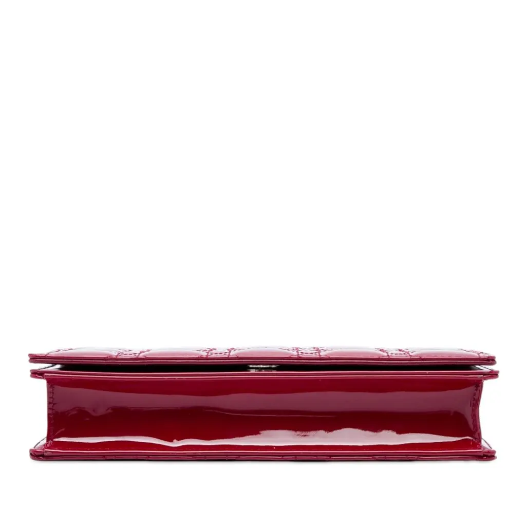 Dior Patent Cannage Lady Dior Chain Convertible Clutch Red Leather Very good - Inside View