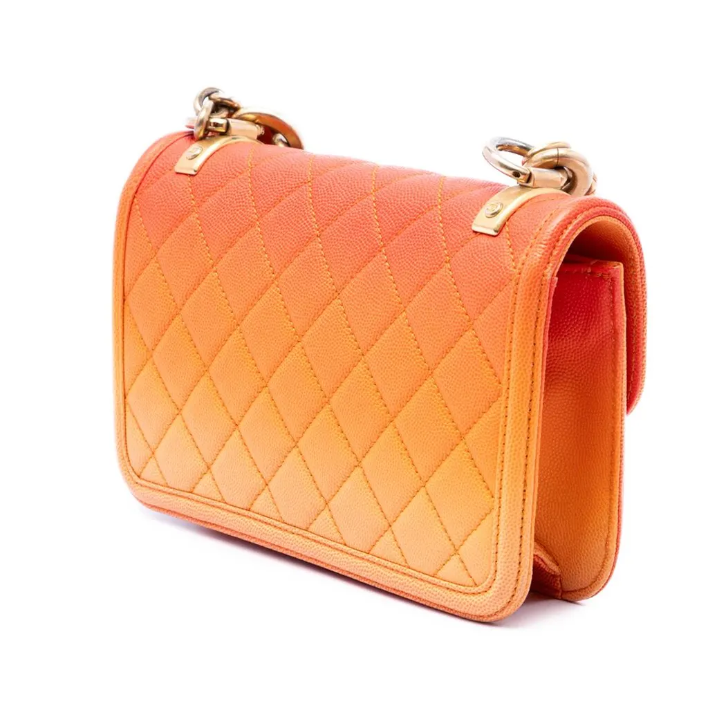 Chanel Small Quilted Caviar Sunset On The Sea Flap Orange Leather Very good - Back View