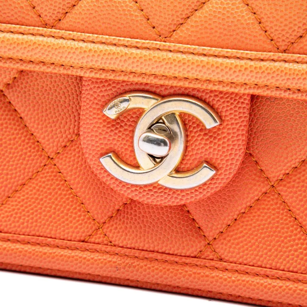 Chanel Small Quilted Caviar Sunset On The Sea Flap Orange Leather Very good - Box View