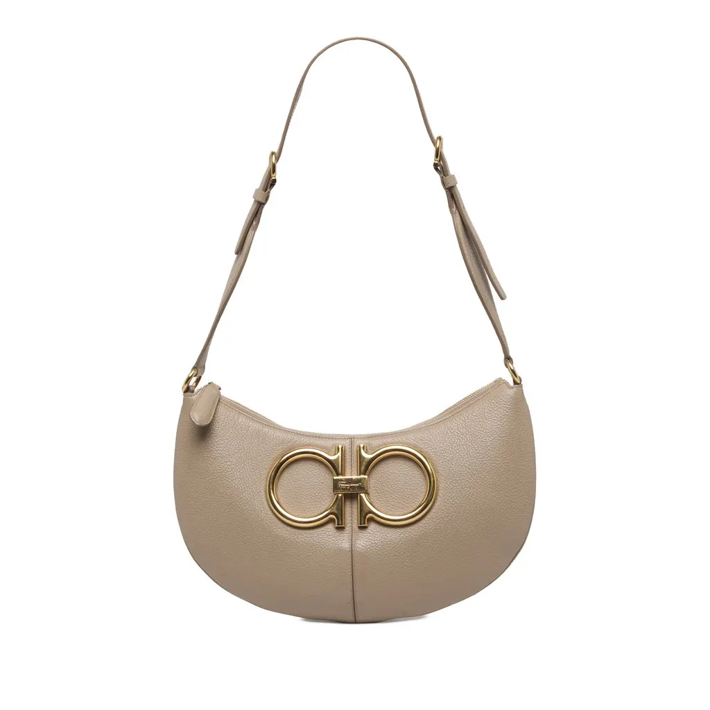 Salvatore Ferragamo Leather Maxi Gancio Hobo Brown Leather Very good - Front View