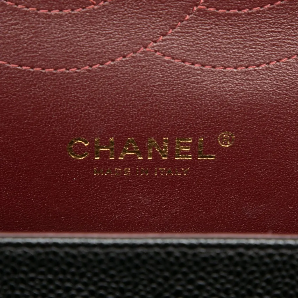 Chanel Jumbo Classic Caviar Double Flap Black Leather Good - Box View