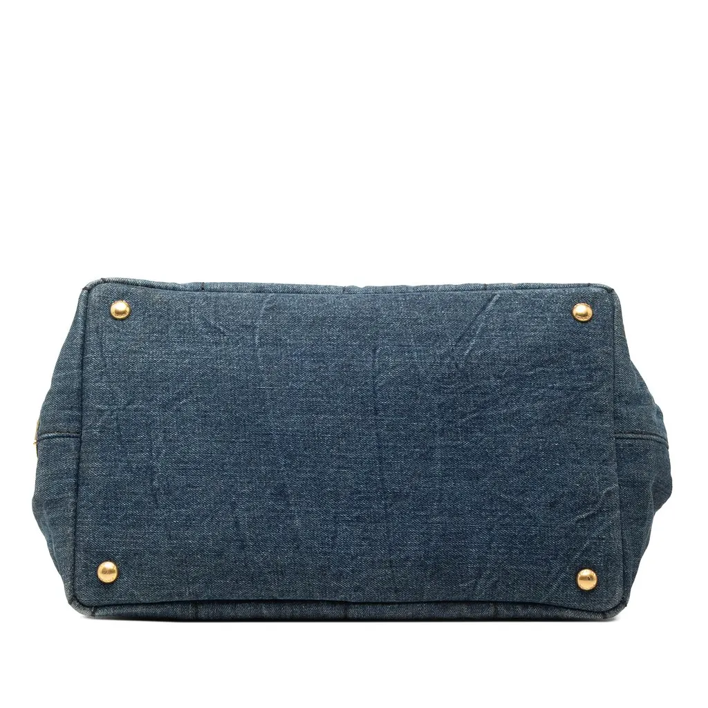 Prada Large Denim Canapa Logo Tote Blue Very good - Inside View