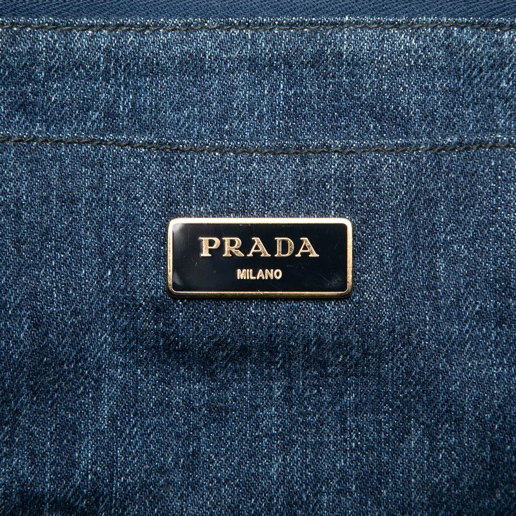 Prada Large Denim Canapa Logo Tote Blue Very good - Box View