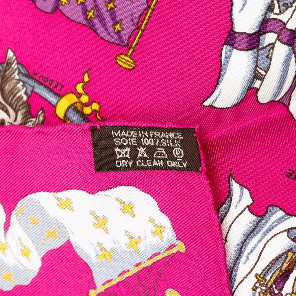 Hermès Pavois Silk Scarf 45 Pink Silk Never worn - Back View
