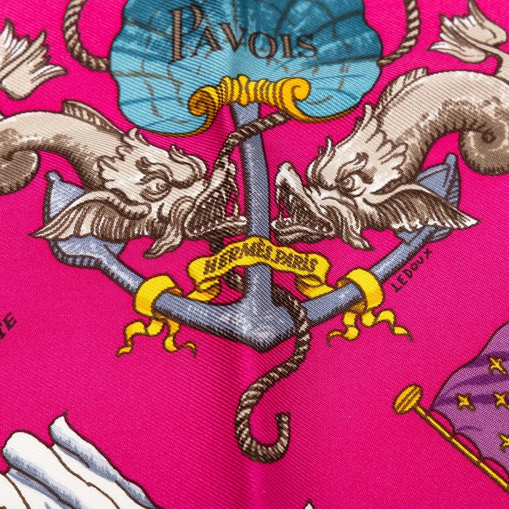 Hermès Pavois Silk Scarf 45 Pink Silk Never worn - Inside View