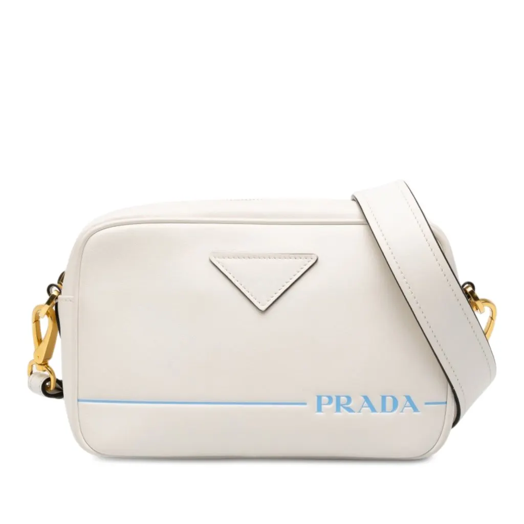 Prada City Calf Mirage Camera Bag White Leather Good - Front View