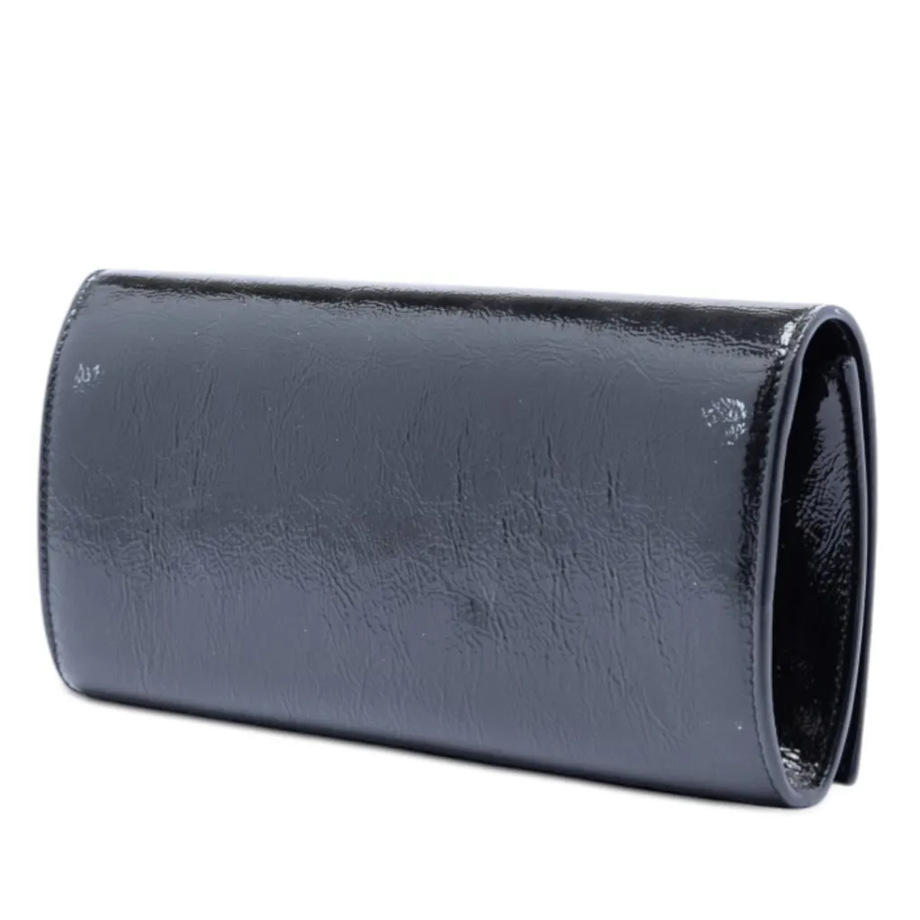 Saint Laurent Patent Smoking Clutch Black Leather Very good - Back View