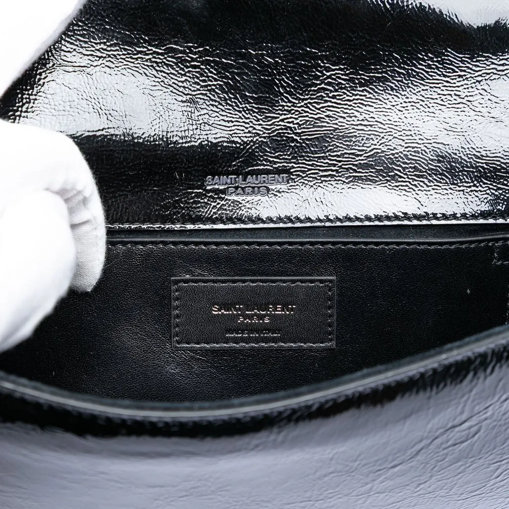 Saint Laurent Patent Smoking Clutch Black Leather Very good - Box View