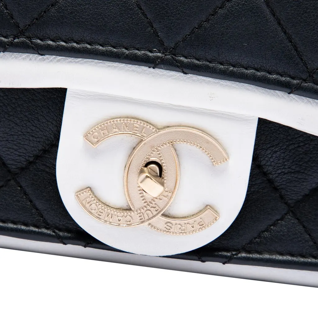 Chanel Mini Square Calfskin Graphic Flap Crossbody Black Leather Very good - Box View