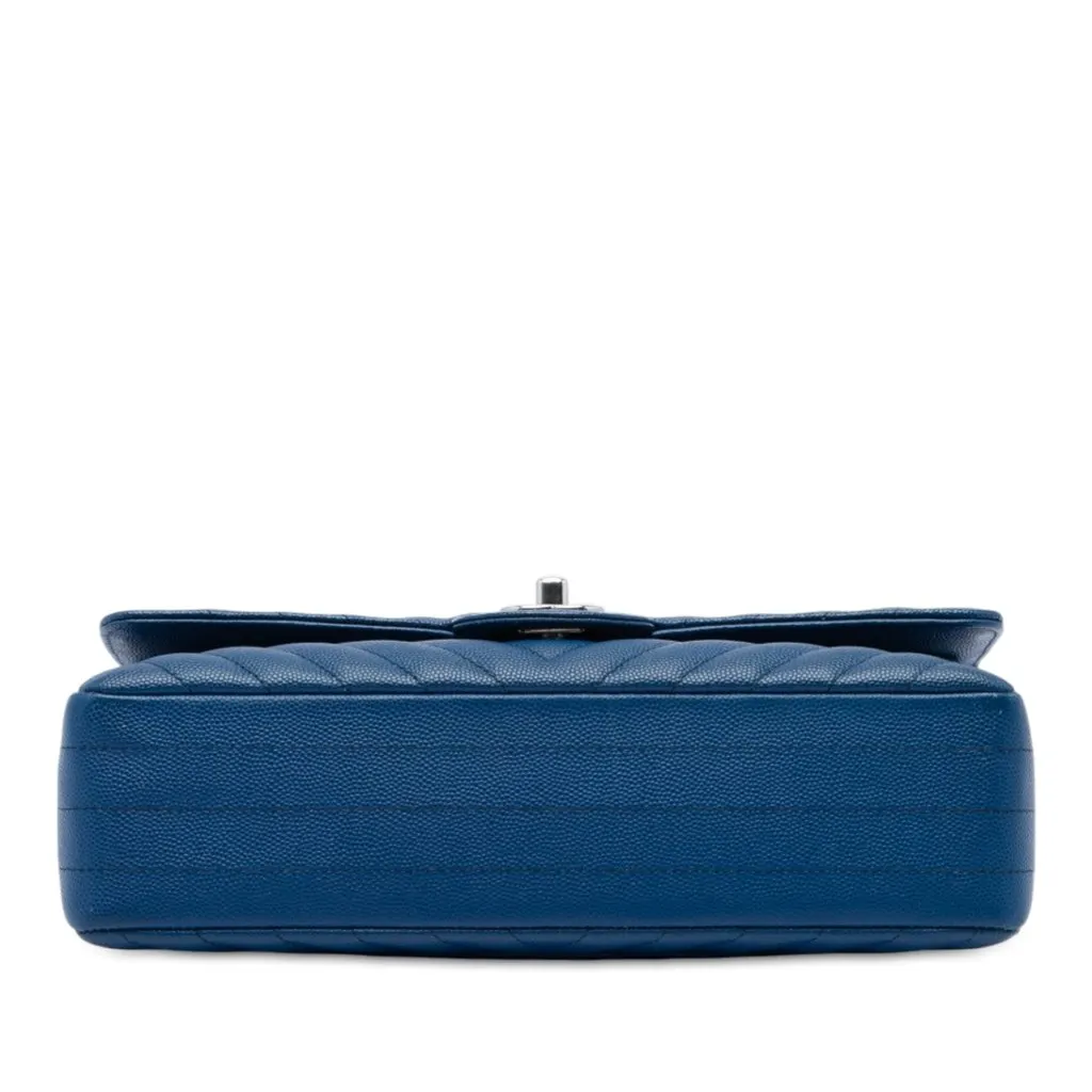 Chanel Medium Classic Chevron Caviar Double Flap Blue Leather Very good - Inside View