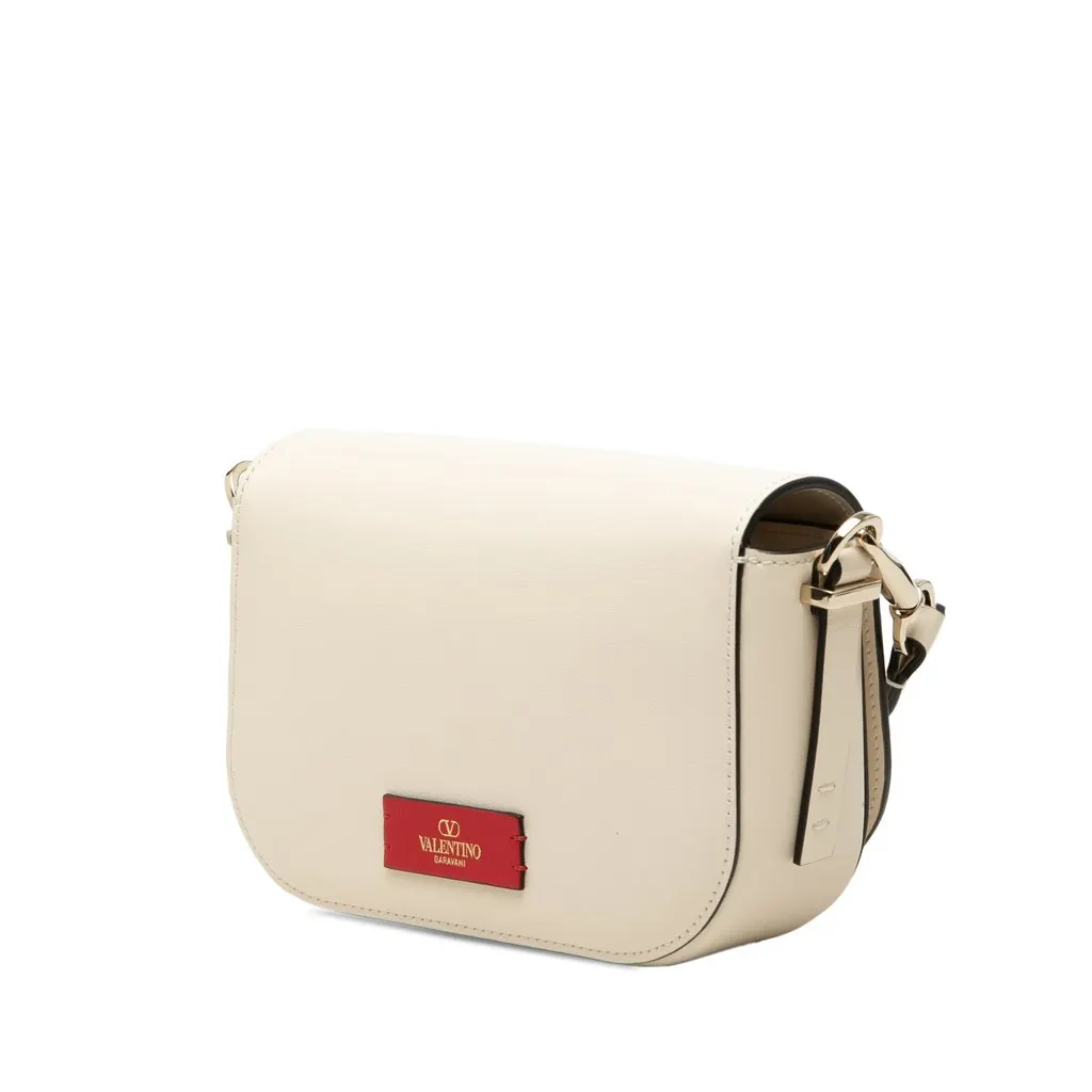 Valentino Small Calfskin VLogo Walk Crossbody White Leather Very good - Back View