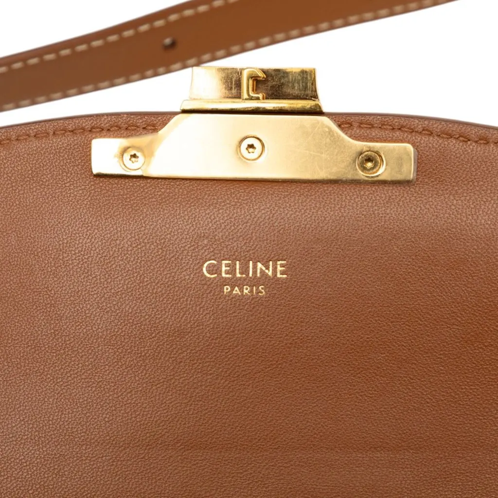 Celine Teen Embroidered Canvas and Calfskin Triomphe Crossbody Beige Very good - Box View