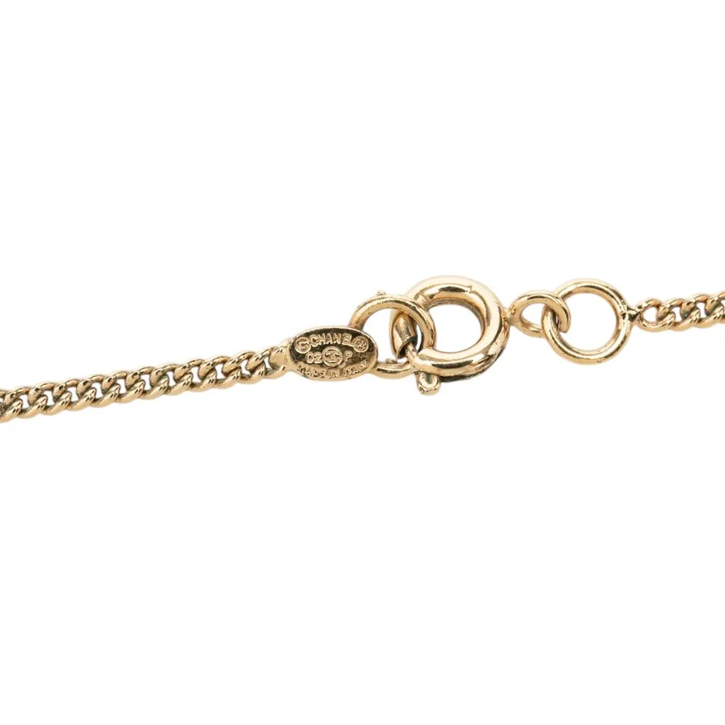 Chanel CC Gold Plated Strass No 5 Pendant Necklace Gold Metal Very good - Box View