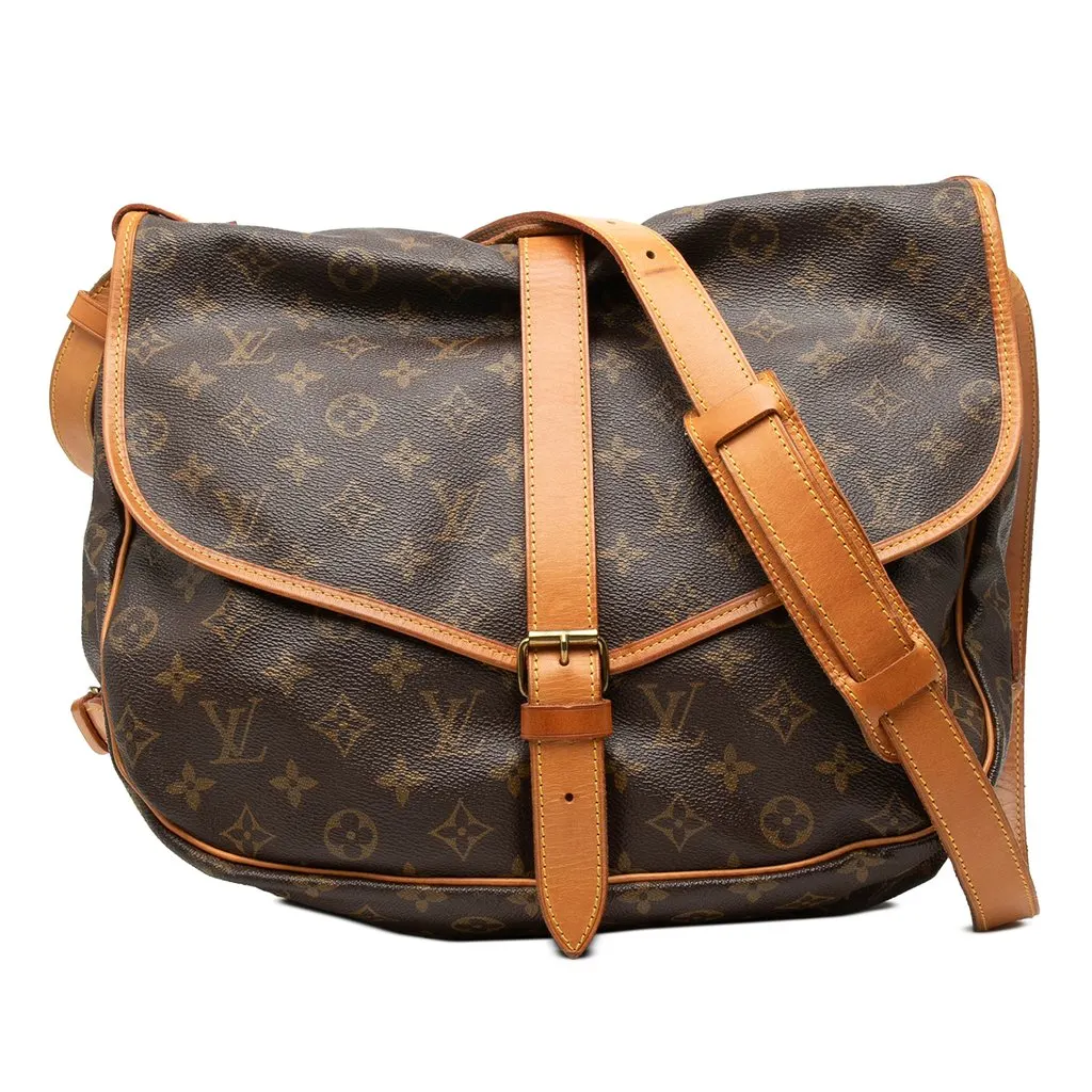 Louis Vuitton Monogram Saumur 35 Brown Canvas Good - Front View