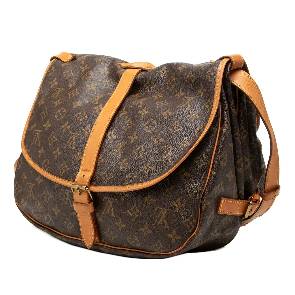 Louis Vuitton Monogram Saumur 35 Brown Canvas Good - Back View