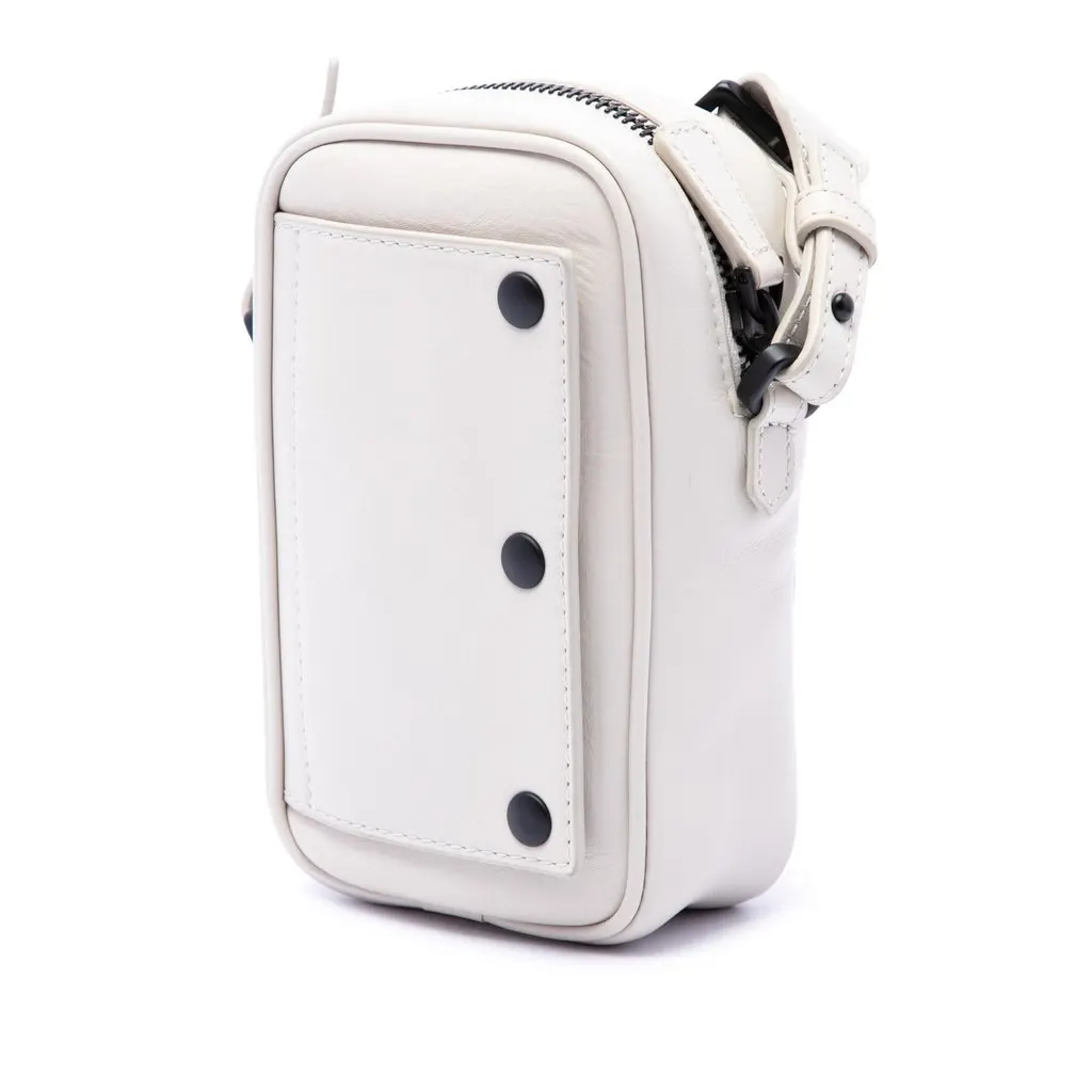 Bottega Veneta Perforated Calfskin Leggero Crossbody White Leather Very good - Back View