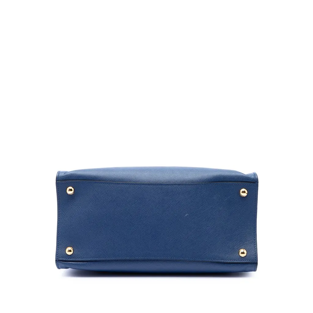 Prada Saffiano Soft Triple Pocket Tote Blue Leather Very good - Inside View