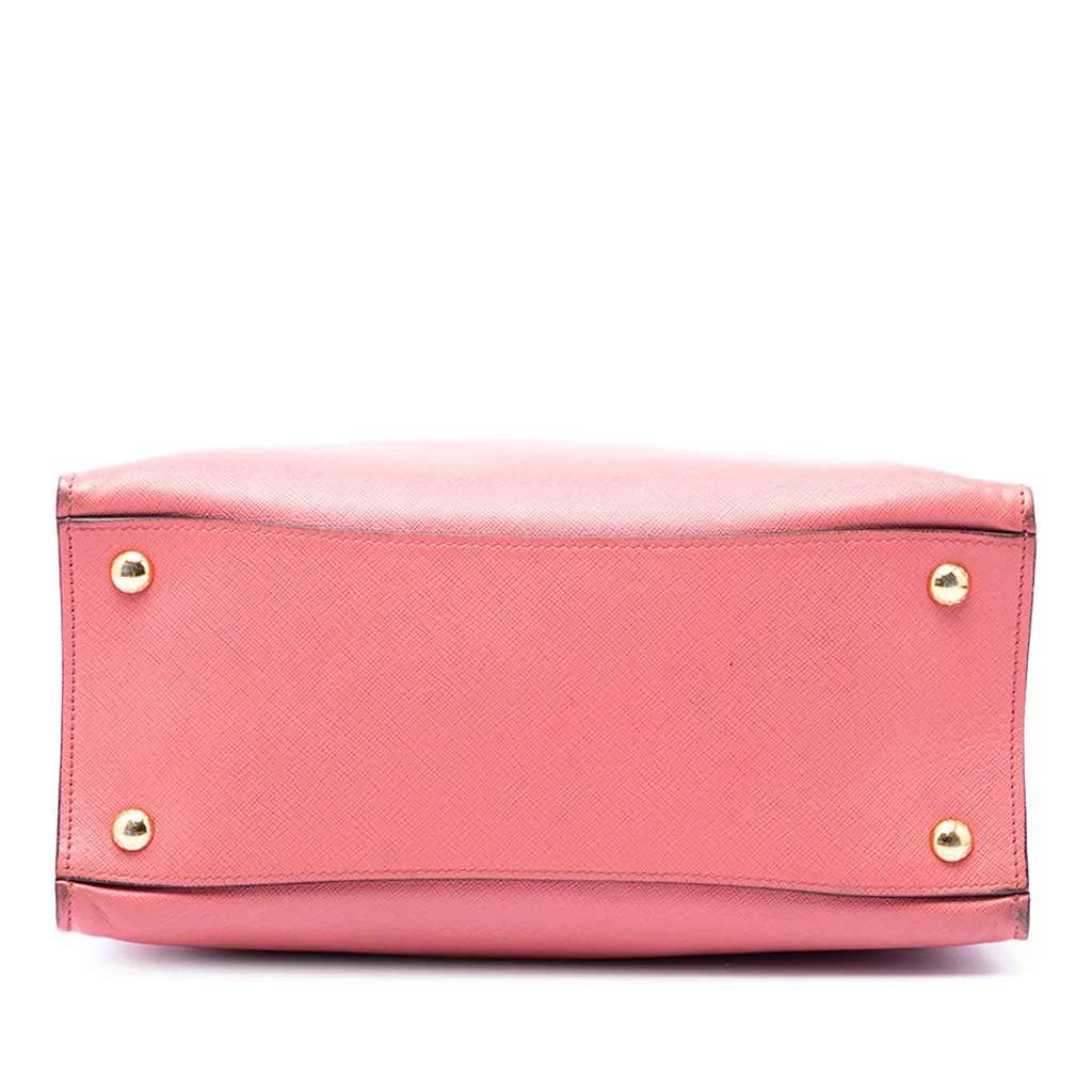 Prada Saffiano Soft Triple Pocket Tote Pink Leather Good - Inside View