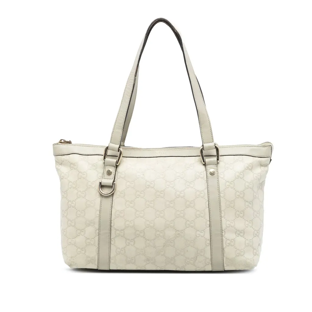 Gucci Guccissima Abbey D Ring Tote White Leather Very good - Front View
