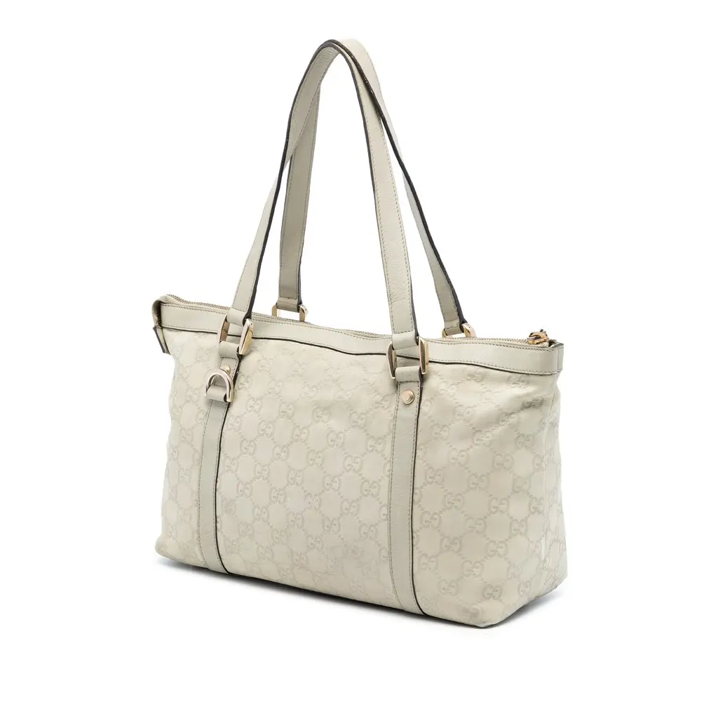 Gucci Guccissima Abbey D Ring Tote White Leather Very good - Back View