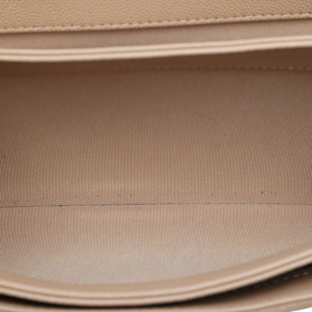 Chanel Small CC Stitched Caviar and Suede Lady Coco Flap Beige Leather Very good - Model View