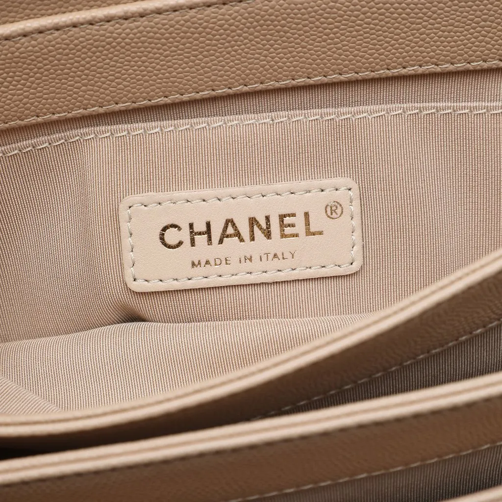 Chanel Small CC Stitched Caviar and Suede Lady Coco Flap Beige Leather Very good - Box View