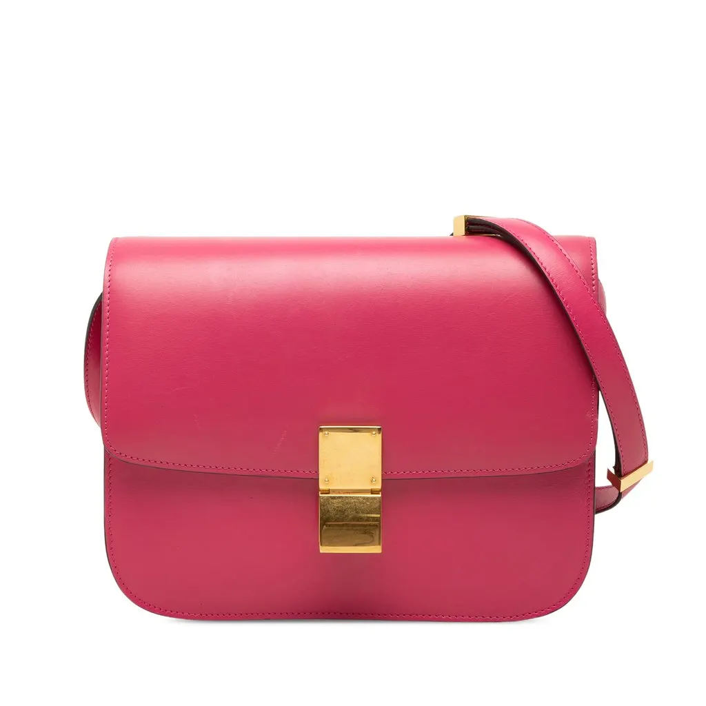 Celine Medium Calfskin Classic Box Pink Leather Very good - Front View