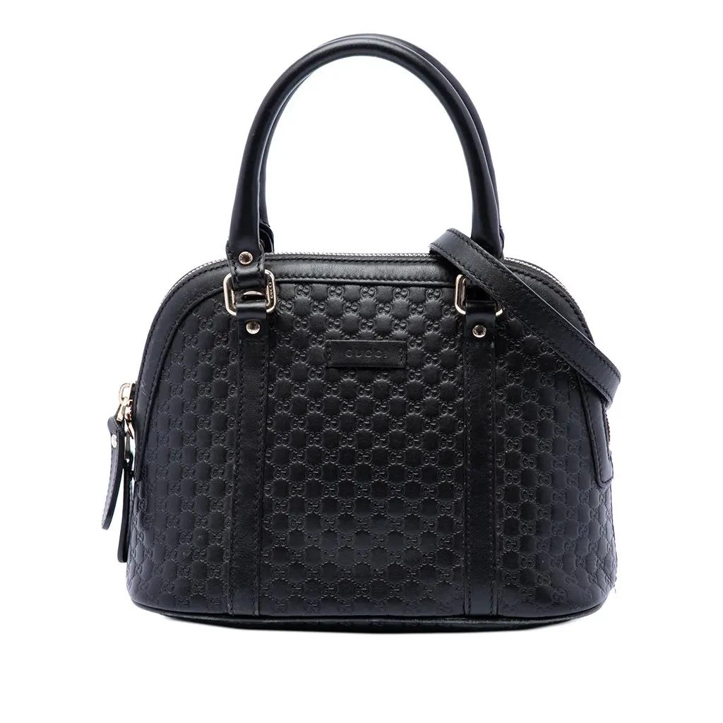 Gucci Mini Microguccissima Dome Satchel Black Leather Very good - Front View