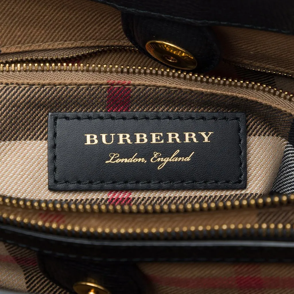 Burberry Medium Grained Calfskin Brogue and Fringe Banner Satchel Black Leather Very good - Box View