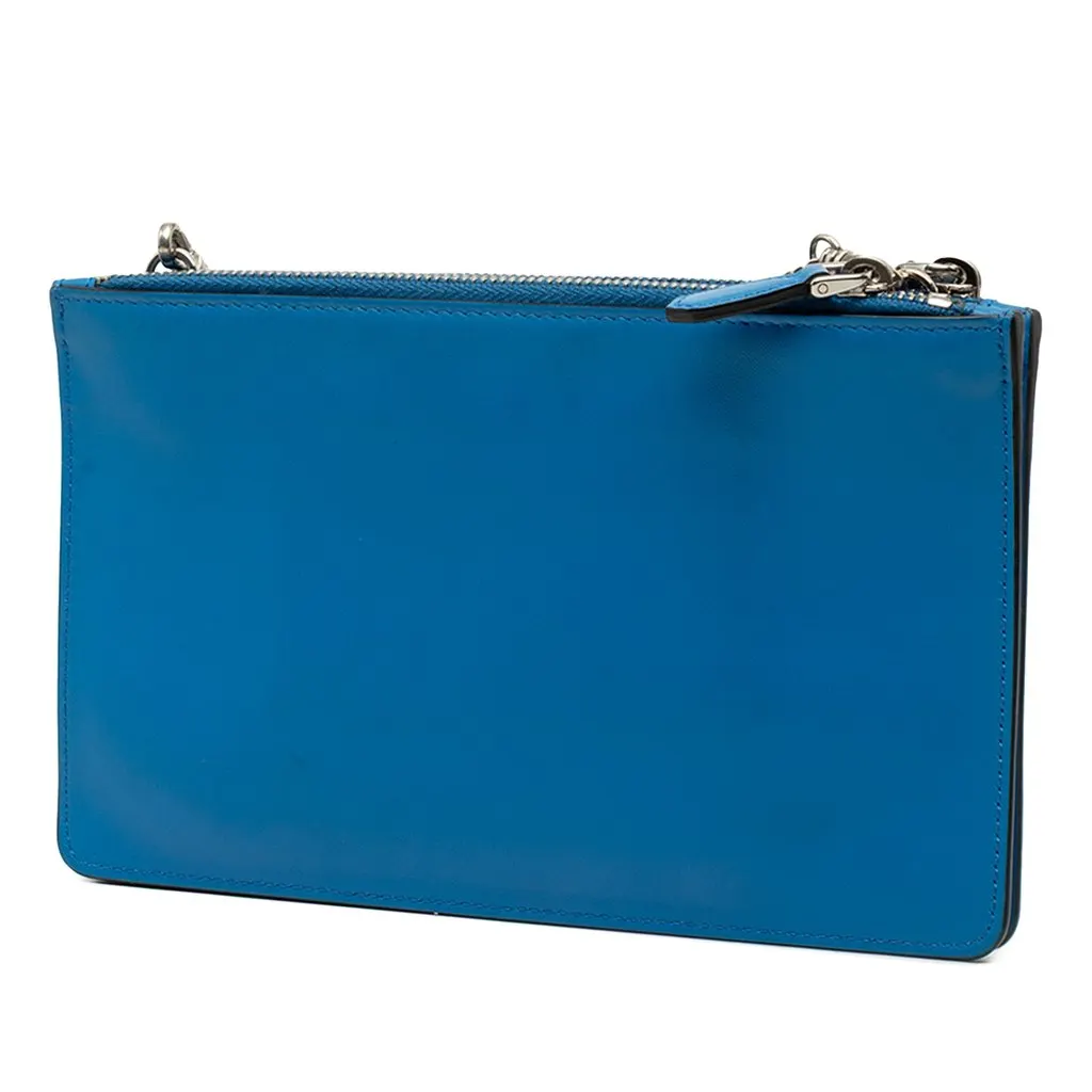 Prada City Calf Double Zip Crossbody Blue Leather Very good - Back View