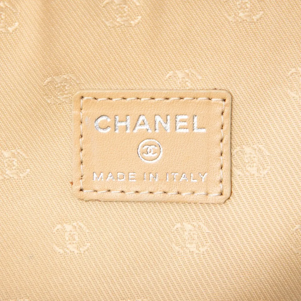Chanel CC Metallic Calfskin Cosmetic Pouch Gold Leather Very good - Box View