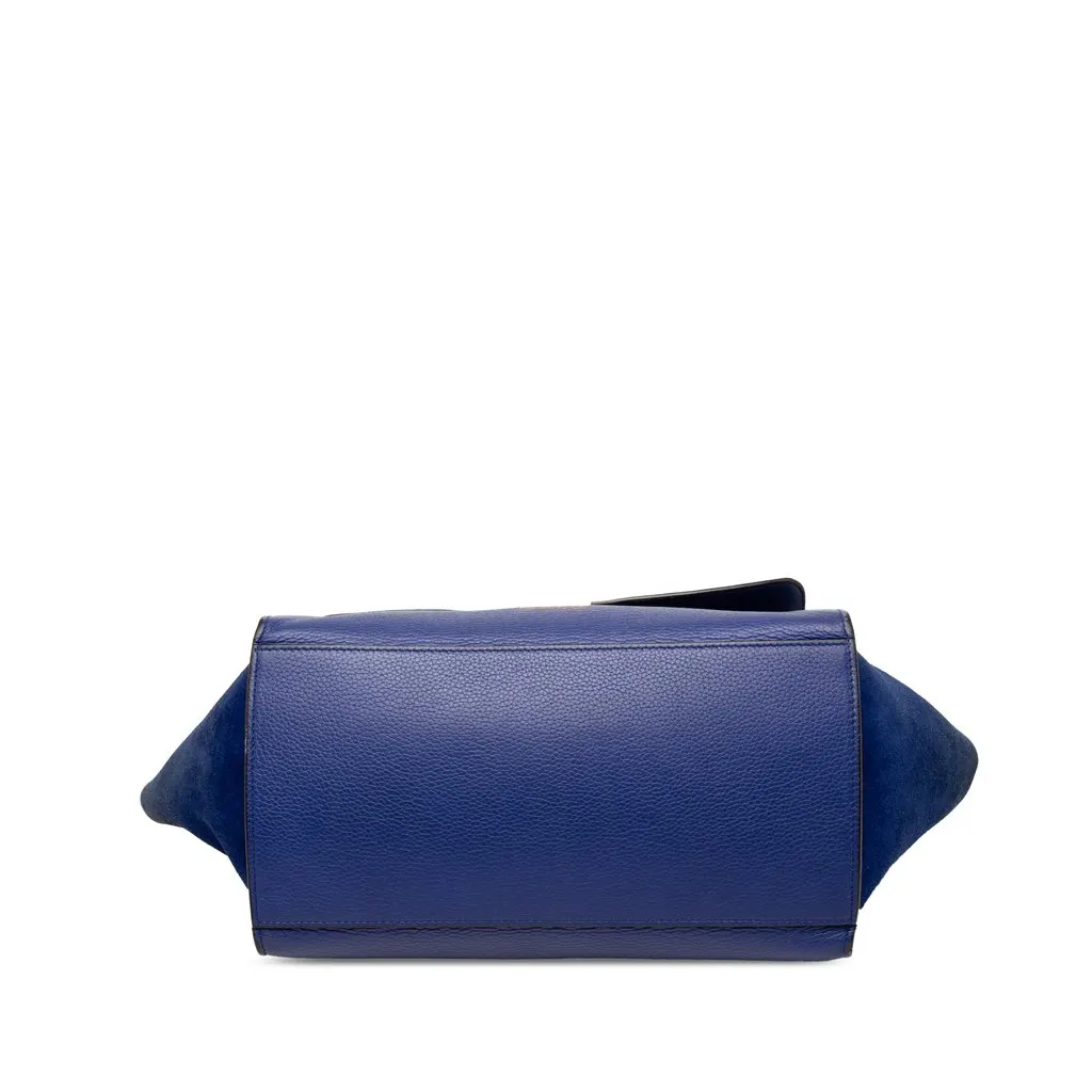 Celine Small Calfskin and Suede Trapeze Satchel Blue Leather Very good - Inside View