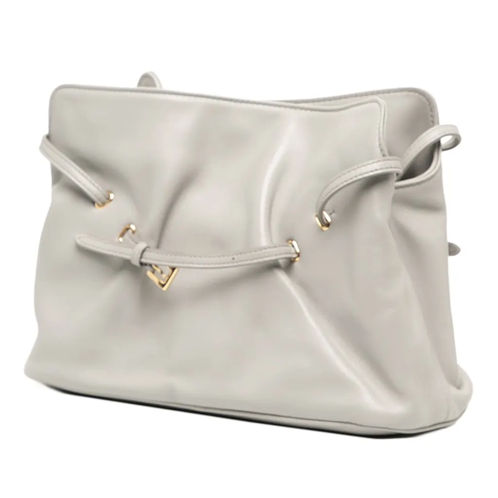 Prada Small Nappa Dada Shoulder Bag Grey Leather Good - Back View