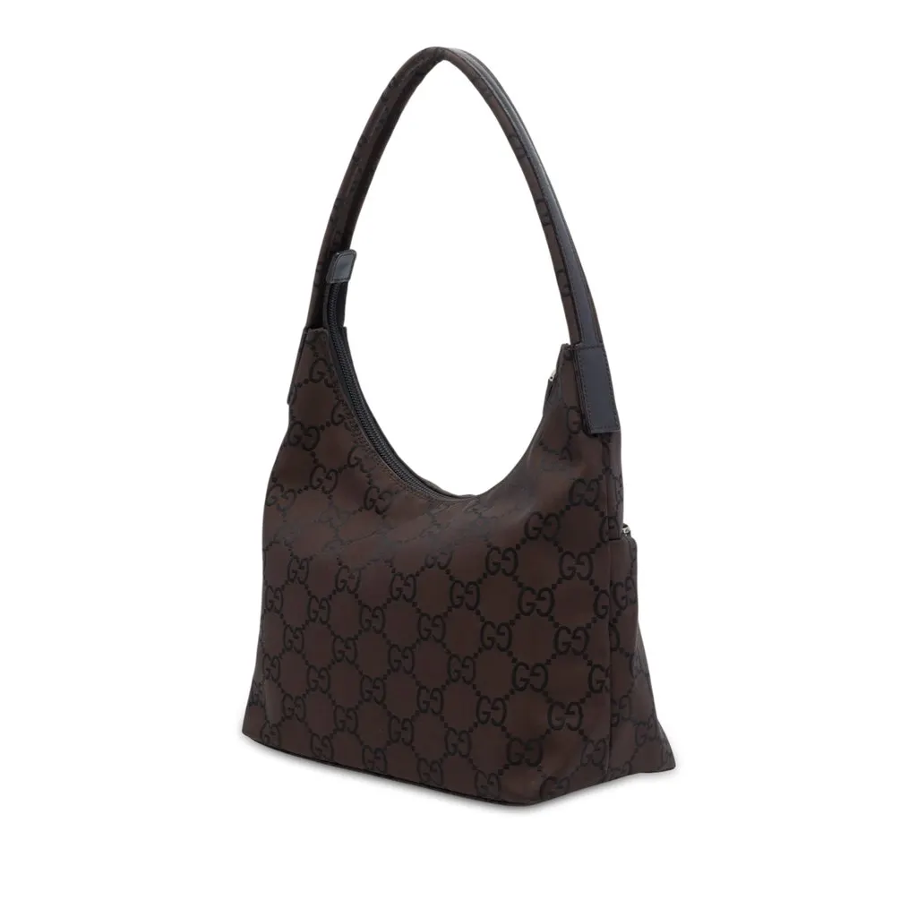 バッグ Gucci Nylon Shoulder Bag Brown Vintage Gucci GG Nylon Shoulder Bag Brown Small | Pre-Owned Dubai |